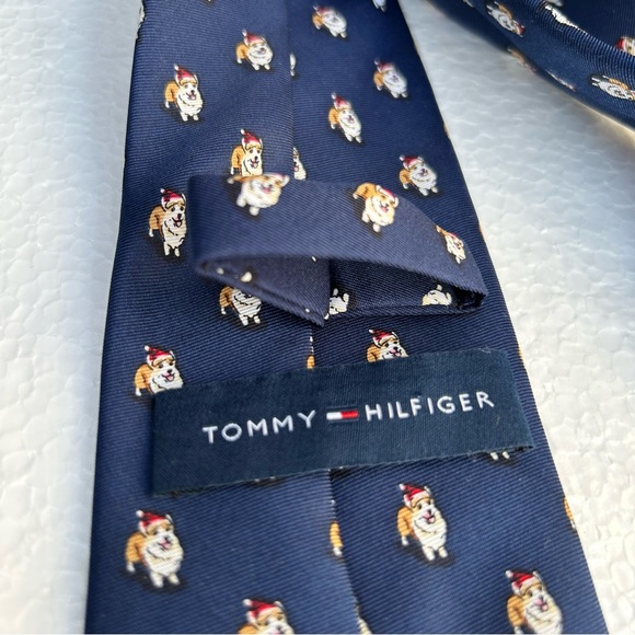 Tommy Hilfiger Neck Tie Dog Print Blue Novelty Puppy Design - Picture 7 of 12